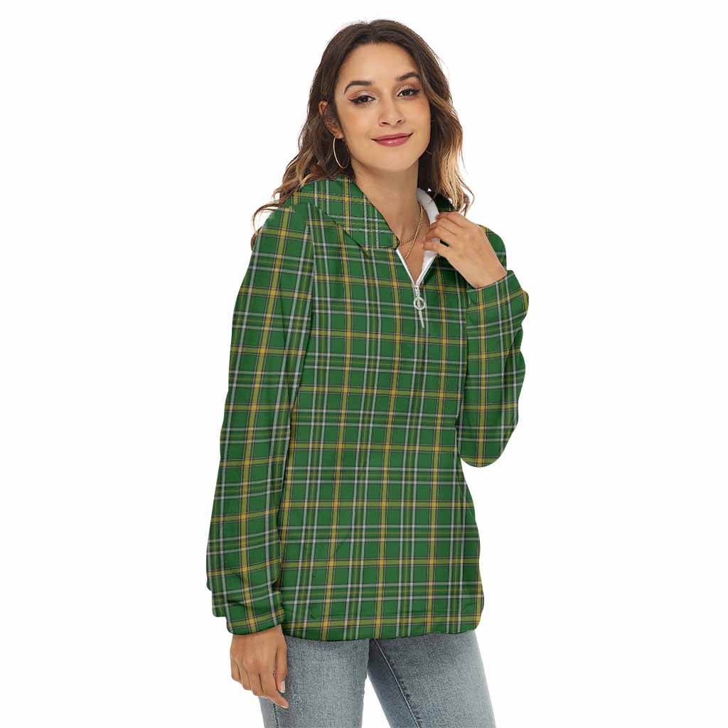 Tartan Vibes Clothing Offaly County Ireland Tartan Women's Borg  Half Zip Fleece Hoodie