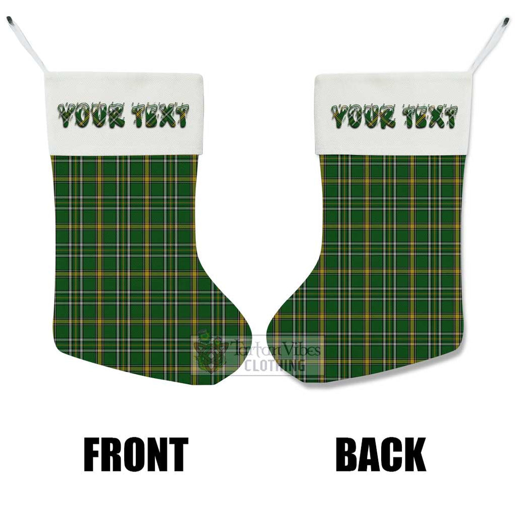 Tartan Vibes Clothing Offaly County Ireland Tartan Christmas Stocking with Personalized Text