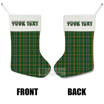 Offaly County Ireland Tartan Christmas Stocking with Personalized Text