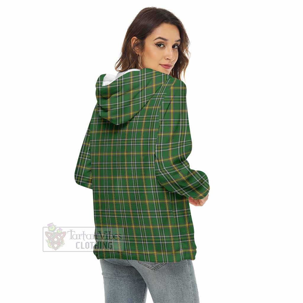 Tartan Vibes Clothing Offaly County Ireland Tartan Women's Borg  Half Zip Fleece Hoodie