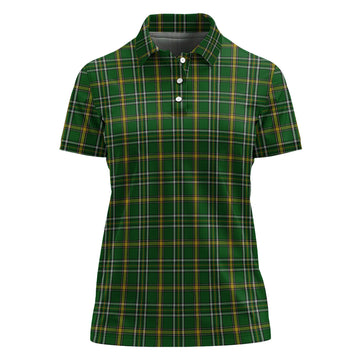 Offaly County Ireland Tartan Polo Shirt For Women