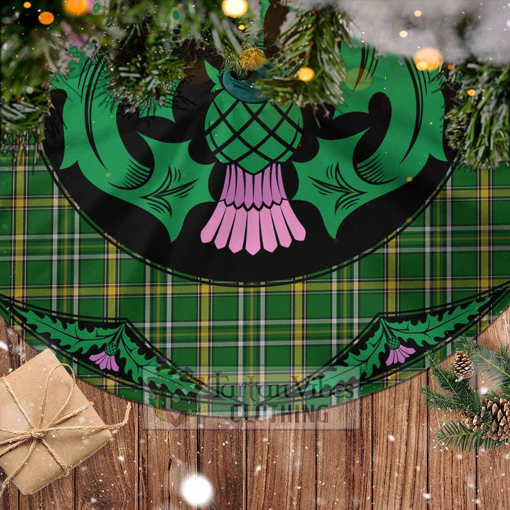 Tartan Vibes Clothing Offaly County Ireland Tartan Christmas Tree Skirt Scottish Thistle Style