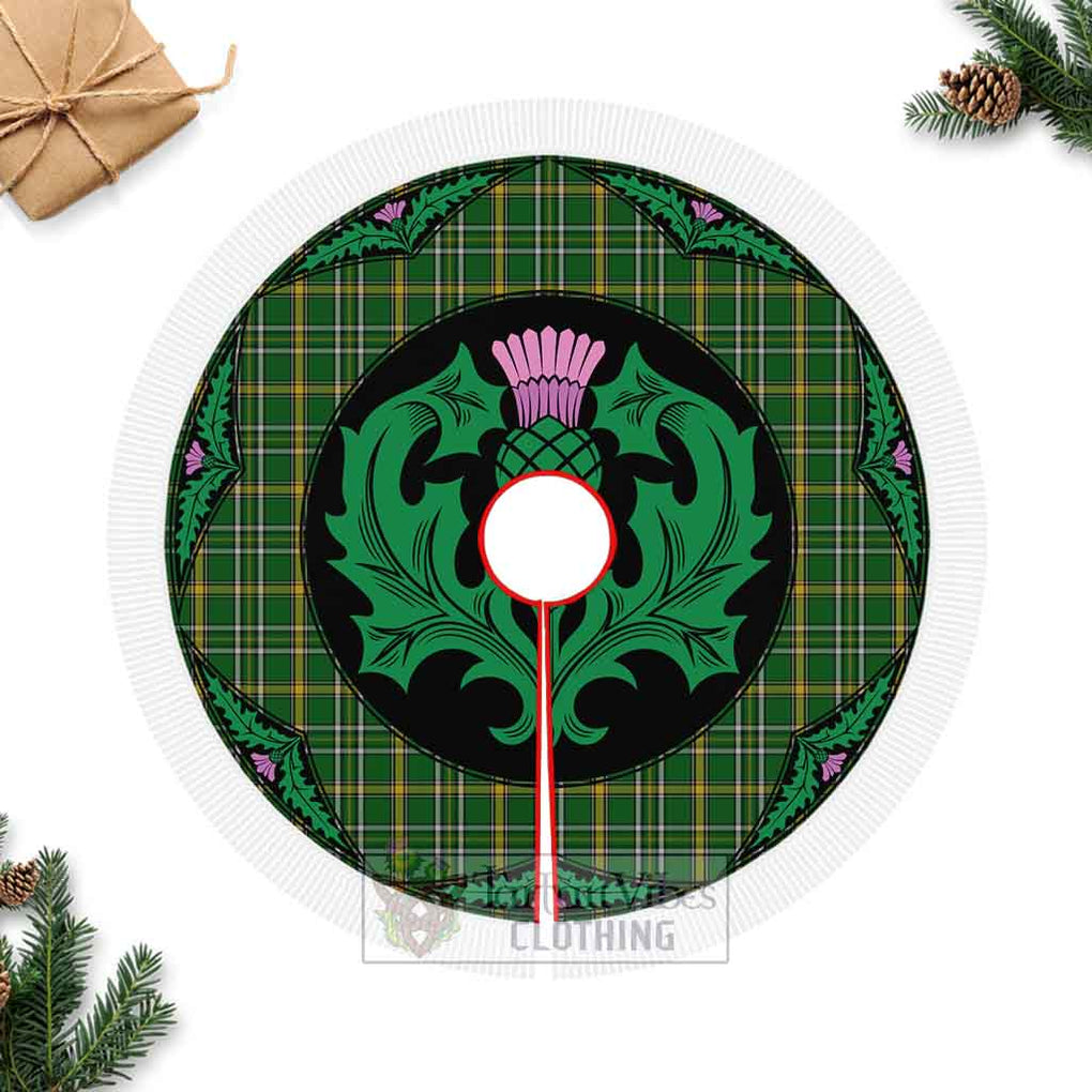 Tartan Vibes Clothing Offaly County Ireland Tartan Christmas Tree Skirt Scottish Thistle Style