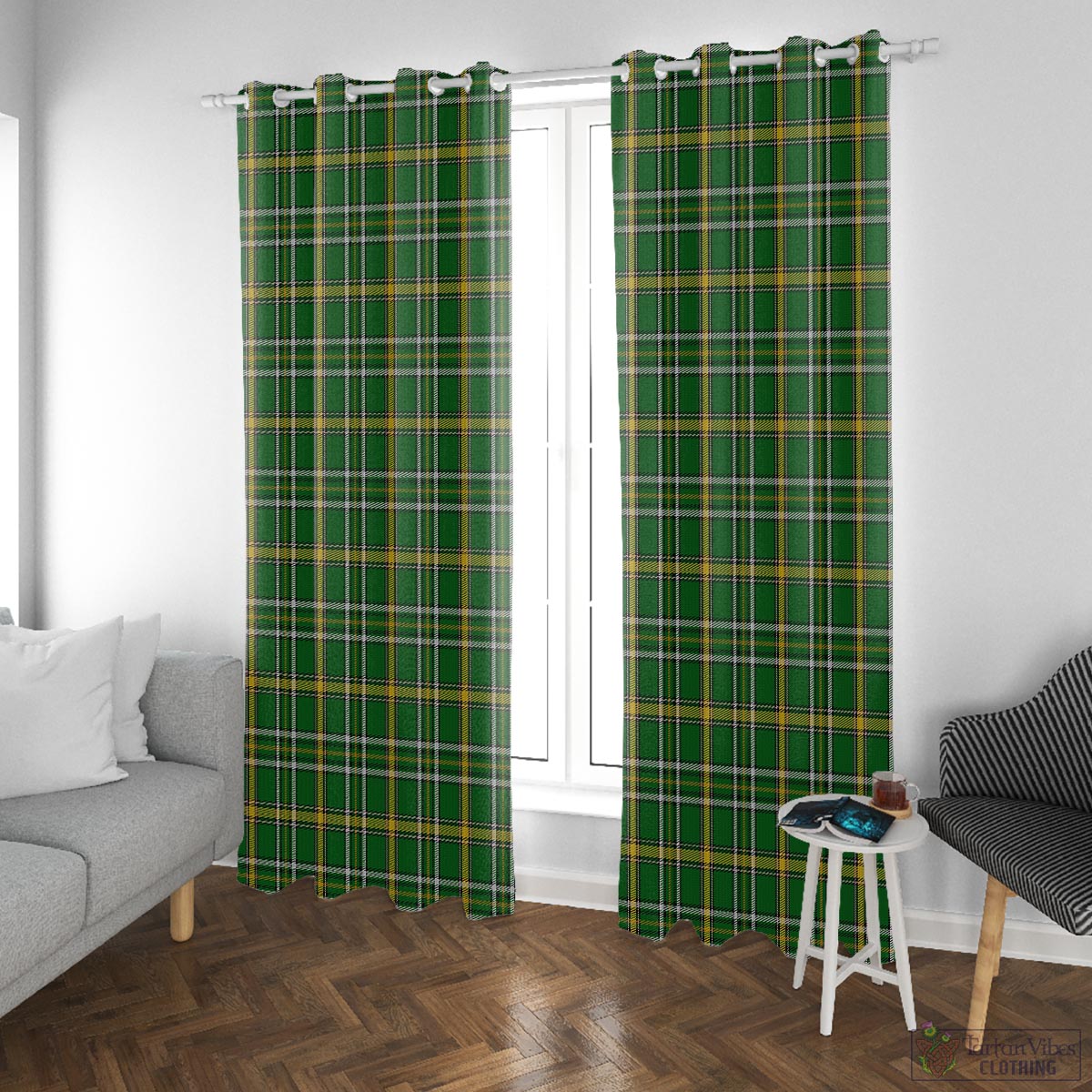 Offaly County Ireland Tartan Window Curtain