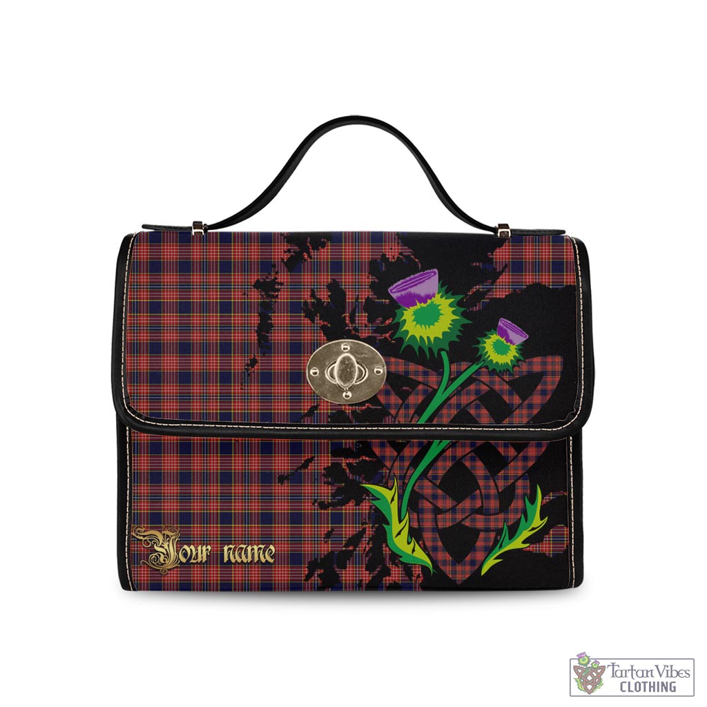 Tartan Vibes Clothing Ogilvie (Ogilvy) Tartan Waterproof Canvas Bag with Scotland Map and Thistle Celtic Accents