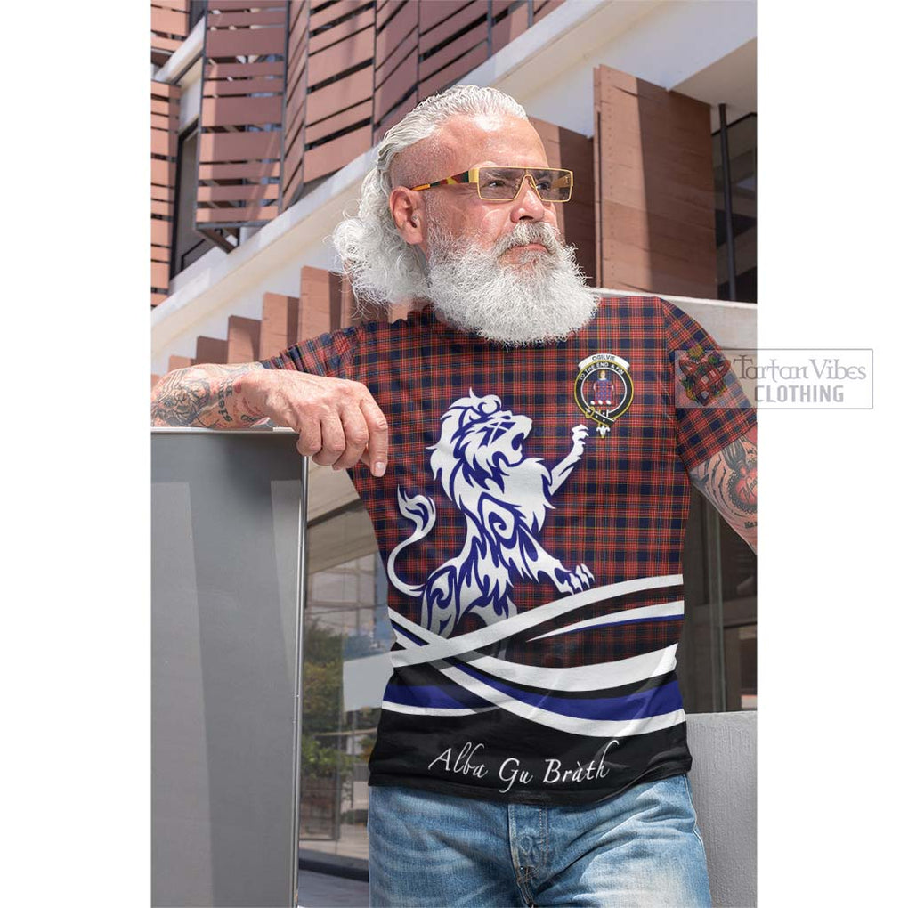 Tartan Vibes Clothing Ogilvie (Ogilvy) Tartan Cotton T-shirt with Alba Gu Brath Regal Lion Emblem