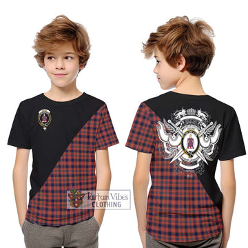 Ogilvie (Ogilvy) Tartan Kid T-Shirt with Family Crest and Military Logo Style