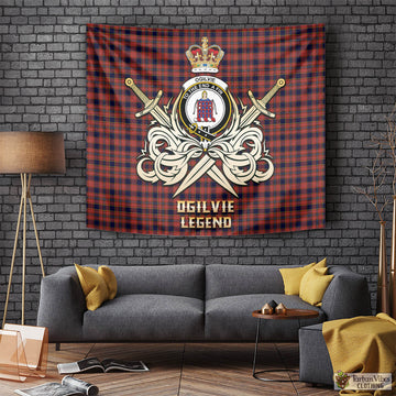 Ogilvie (Ogilvy) Tartan Tapestry with Clan Crest and the Golden Sword of Courageous Legacy