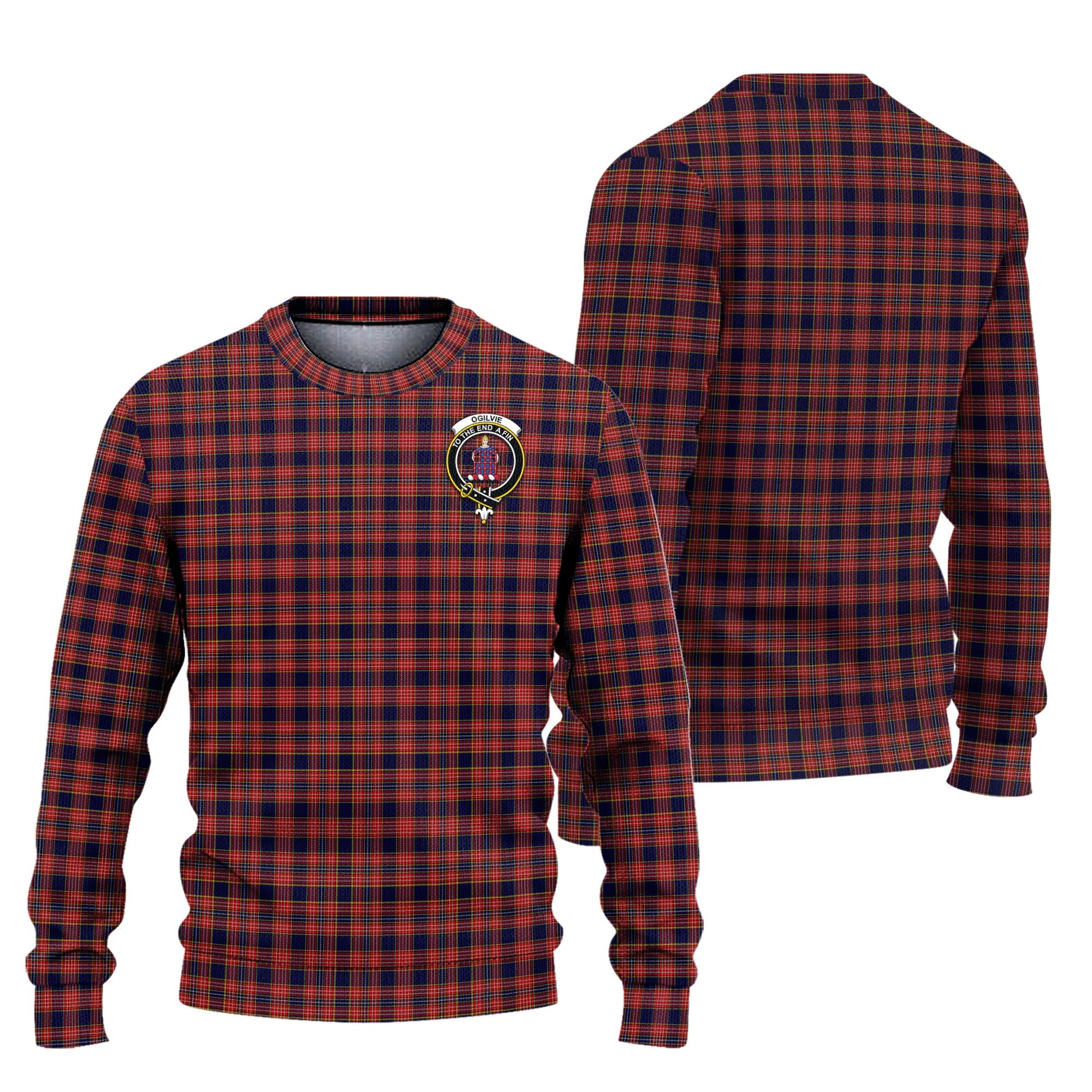 Ogilvie (Ogilvy) Tartan Knitted Sweater with Family Crest Unisex - Tartanvibesclothing