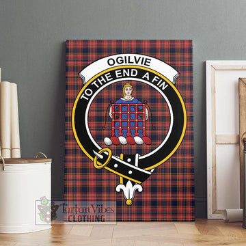 Ogilvie (Ogilvy) Tartan Canvas Print Wall Art with Family Crest