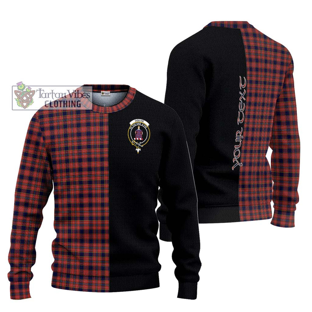 Ogilvie (Ogilvy) Tartan Knitted Sweater with Family Crest and Half Of Me Style Unisex - Tartanvibesclothing Shop