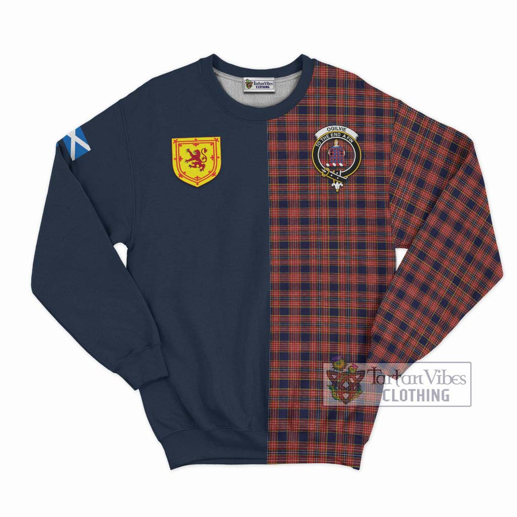 Tartan Vibes Clothing Ogilvie (Ogilvy) Tartan Sweatshirt with Scottish Lion Royal Arm Half Style