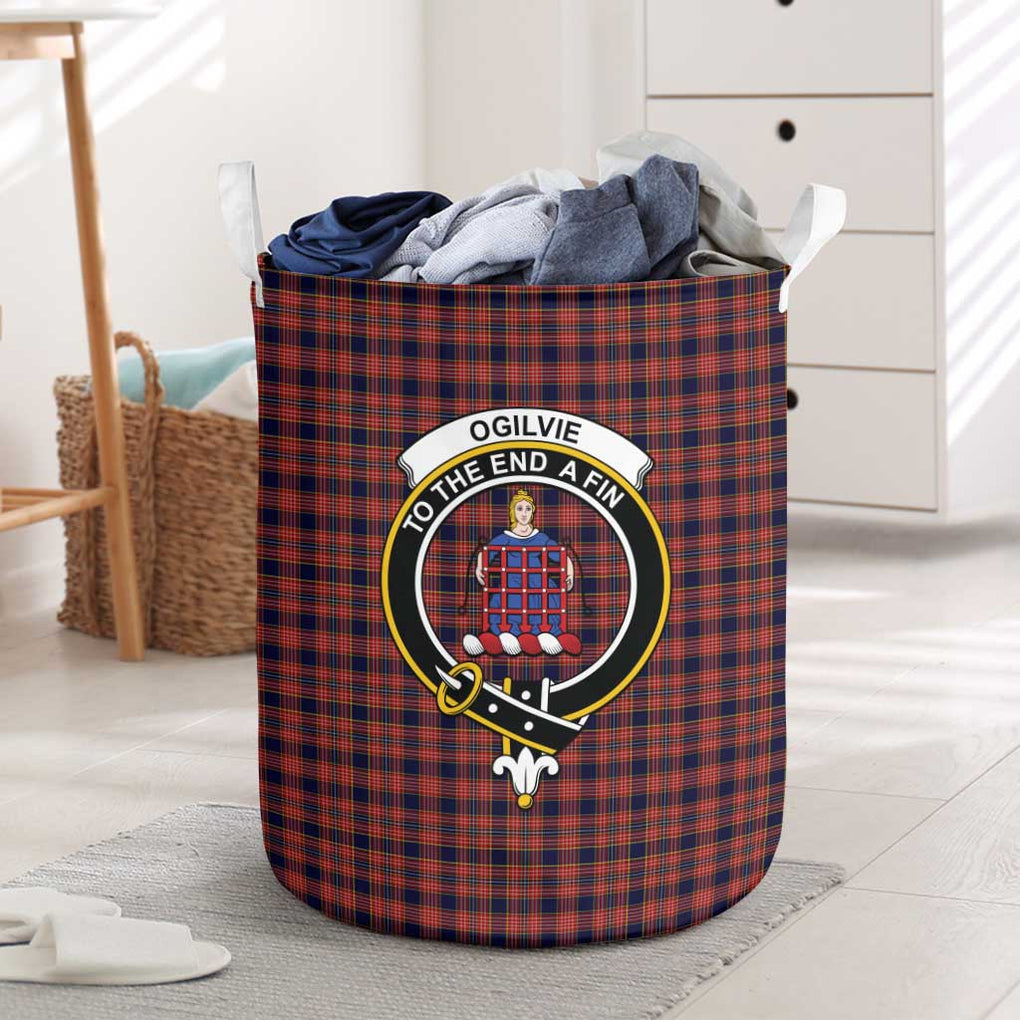 Ogilvie (Ogilvy) Tartan Laundry Basket with Family Crest One Size - Tartanvibesclothing Shop