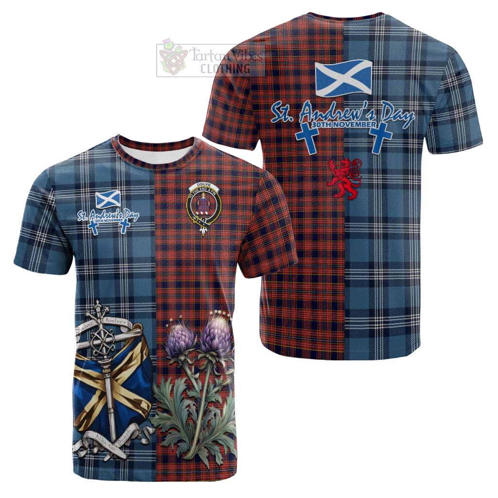 Tartan Vibes Clothing Ogilvie (Ogilvy) Tartan Cotton T-shirt Happy St. Andrew's Day Half Tartan Style