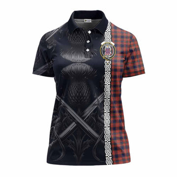 Ogilvie (Ogilvy) Tartan Women's Polo Shirt with Family Crest Cross Sword Thistle Celtic Vibes