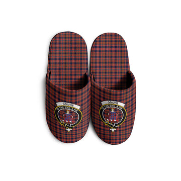 Ogilvie (Ogilvy) Tartan Home Slippers with Family Crest