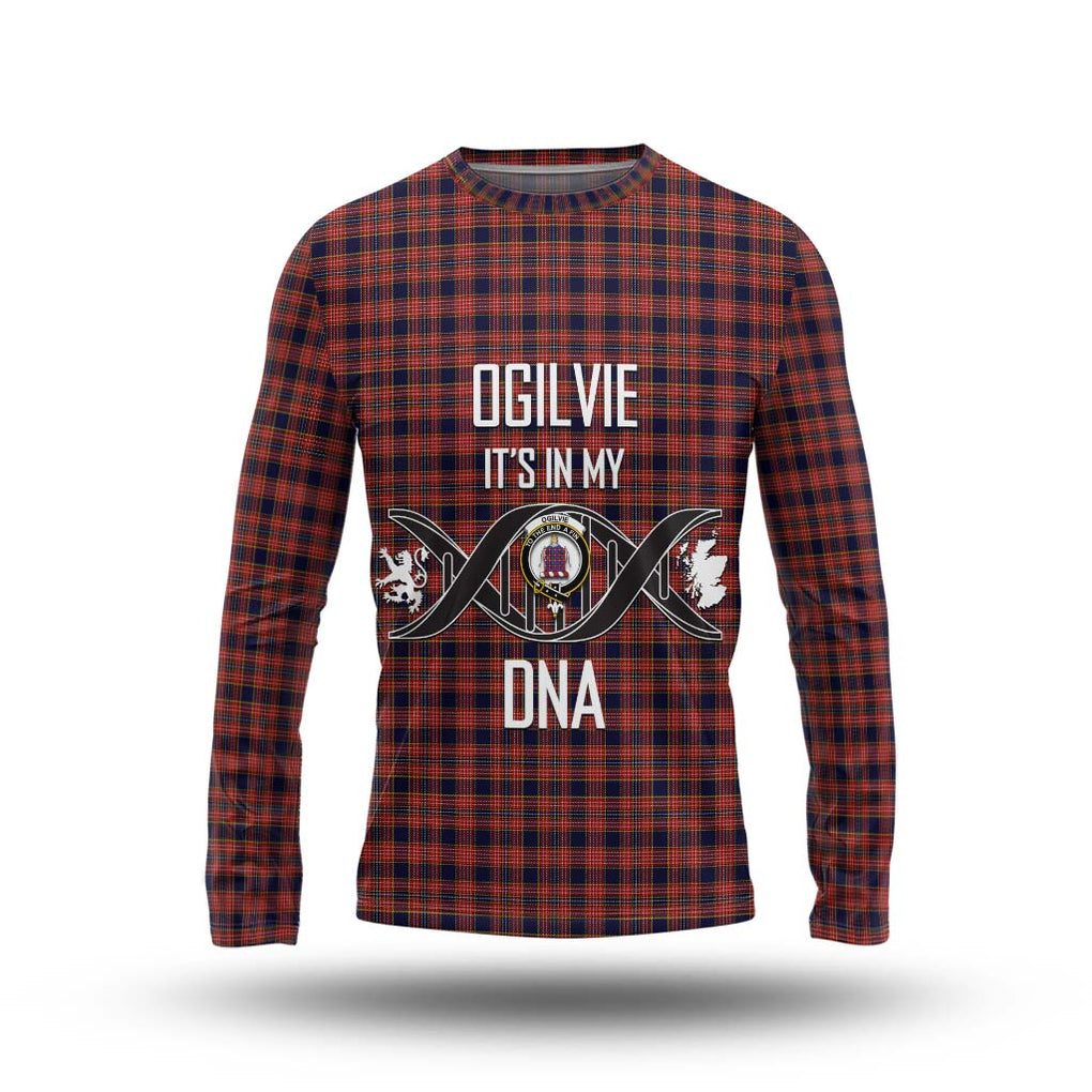 Ogilvie (Ogilvy) Tartan Long Sleeve T-Shirt with Family Crest DNA In Me Style Unisex - Tartanvibesclothing Shop