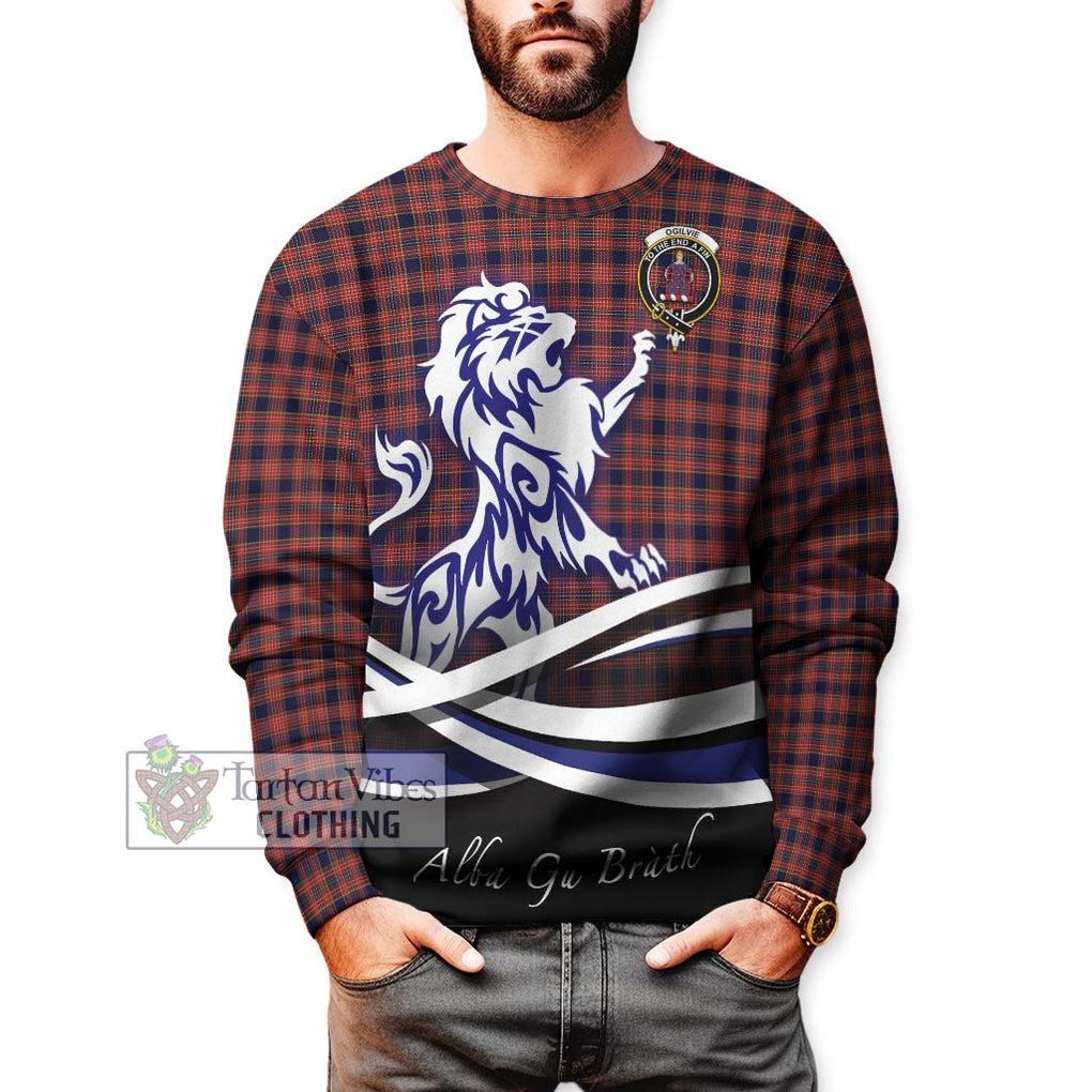 Ogilvie (Ogilvy) Tartan Sweatshirt with Alba Gu Brath Regal Lion Emblem Unisex - Tartanvibesclothing Shop