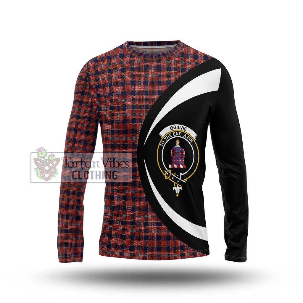 Ogilvie (Ogilvy) Tartan Long Sleeve T-Shirt with Family Crest Circle Style Unisex - Tartan Vibes Clothing