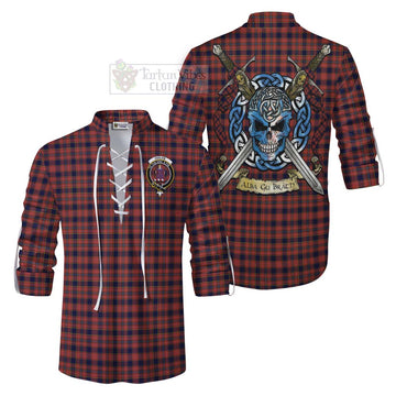 Ogilvie (Ogilvy) Tartan Ghillie Kilt Shirt with Family Crest Celtic Skull Style