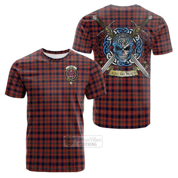 Ogilvie (Ogilvy) Tartan Cotton T-shirt with Family Crest Celtic Skull Style