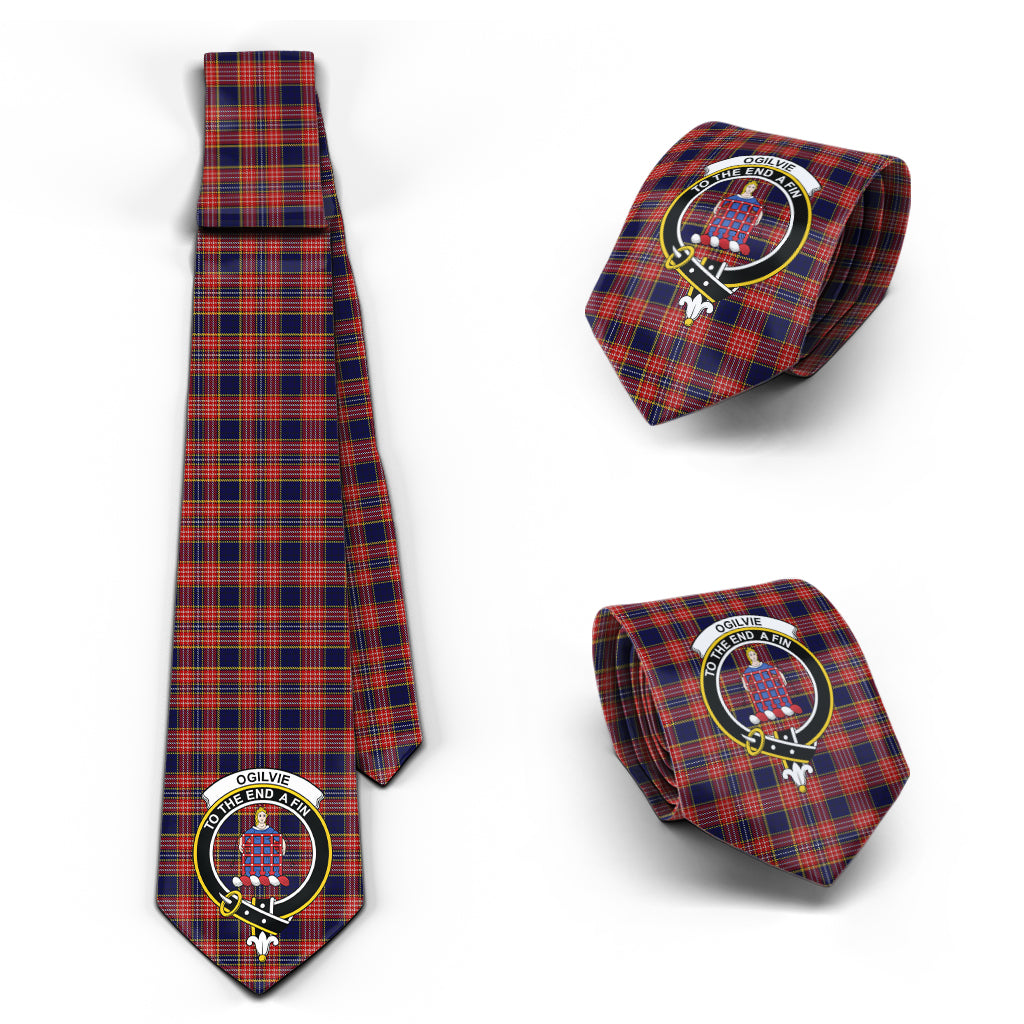 Ogilvie (Ogilvy) Tartan Classic Necktie with Family Crest Necktie One Size - Tartan Vibes Clothing