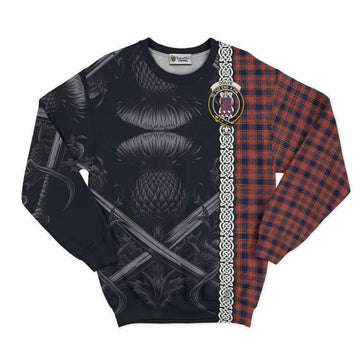 Ogilvie (Ogilvy) Tartan Sweatshirt with Family Crest Cross Sword Thistle Celtic Vibes