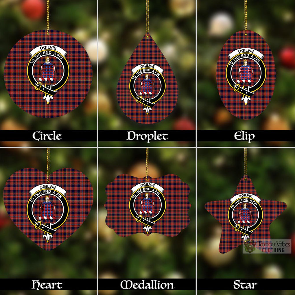 Tartan Vibes Clothing Ogilvie (Ogilvy) Tartan Christmas Aluminium Ornament with Family Crest