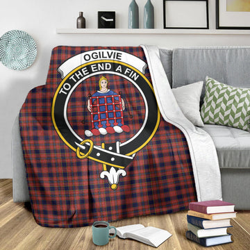 Ogilvie (Ogilvy) Tartan Blanket with Family Crest