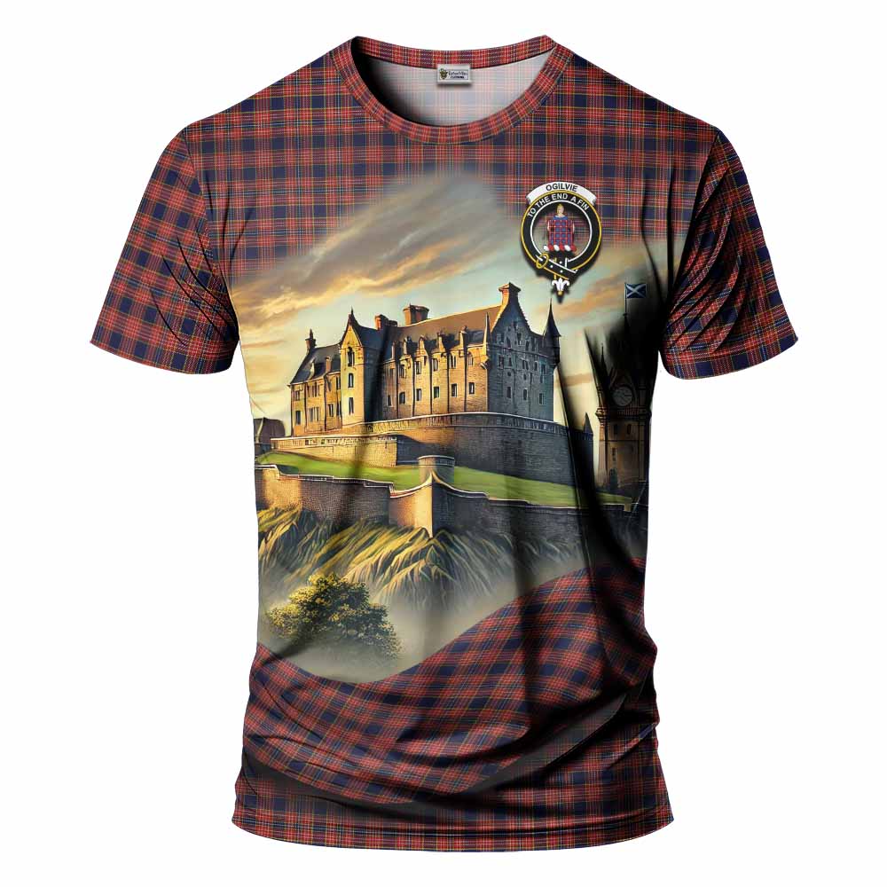 Ogilvie (Ogilvy) Tartan Family Crest T-Shirt with Scottish Ancient Castle Style Kid's Shirt - Tartan Vibes Clothing