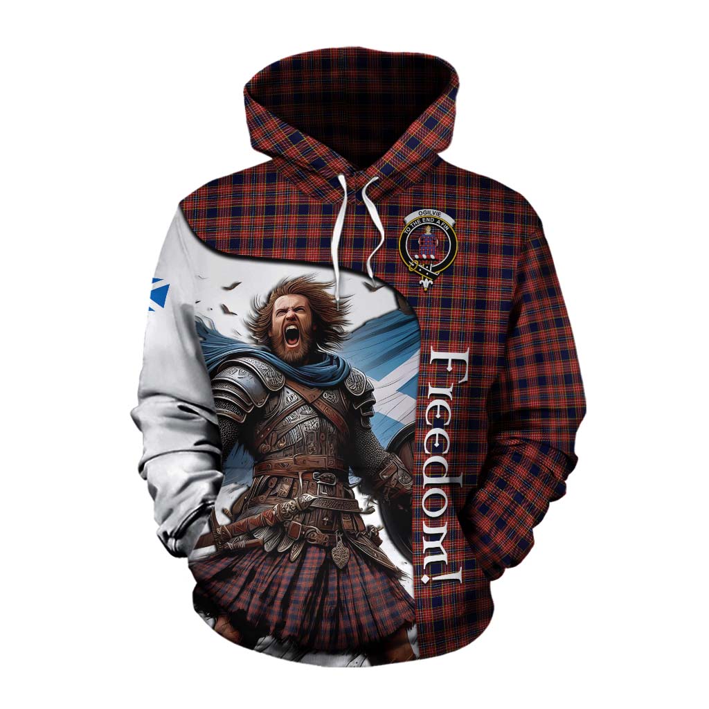 Tartan Vibes Clothing Ogilvie (Ogilvy) Crest Tartan Cotton Hoodie Inspired by the Freedom of Scottish Warrior