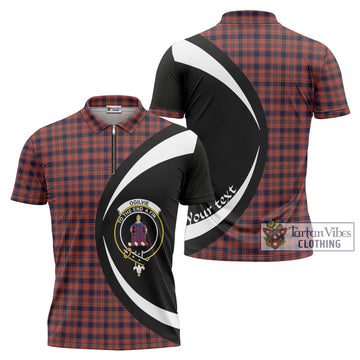 Ogilvie (Ogilvy) Tartan Zipper Polo Shirt with Family Crest Circle Style