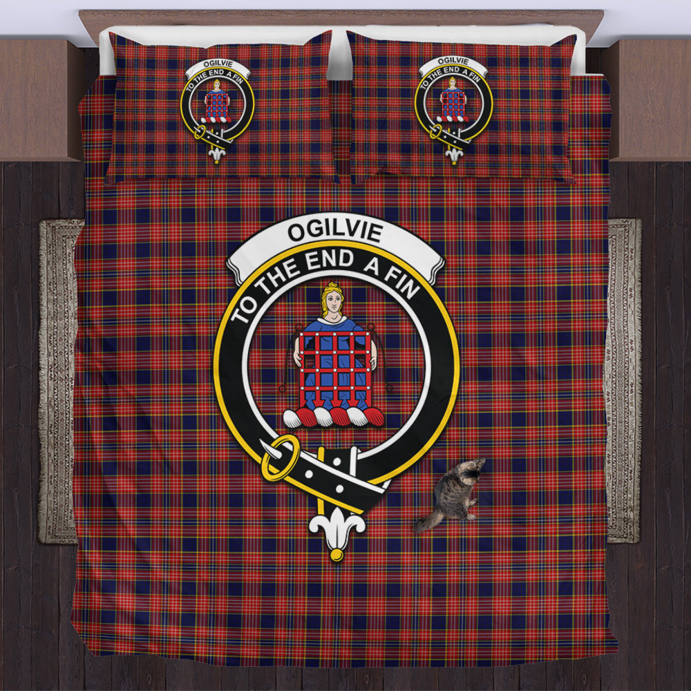 Ogilvie (Ogilvy) Tartan Bedding Set with Family Crest UK Bedding Set - Tartan Vibes Clothing