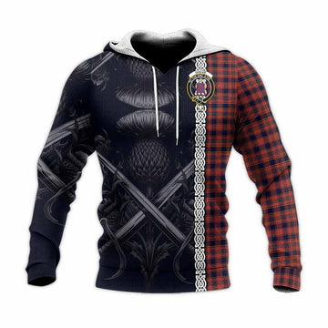 Ogilvie (Ogilvy) Tartan Knitted Hoodie with Family Crest Cross Sword Thistle Celtic Vibes