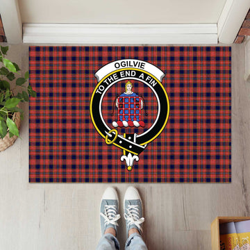 Ogilvie (Ogilvy) Tartan Door Mat with Family Crest