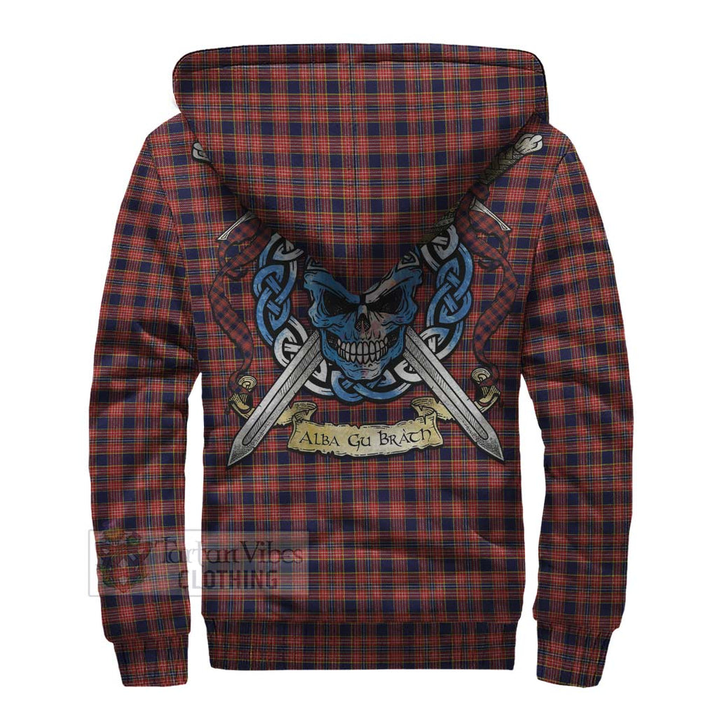 Tartan Vibes Clothing Ogilvie (Ogilvy) Tartan Sherpa Hoodie with Family Crest Celtic Skull Style