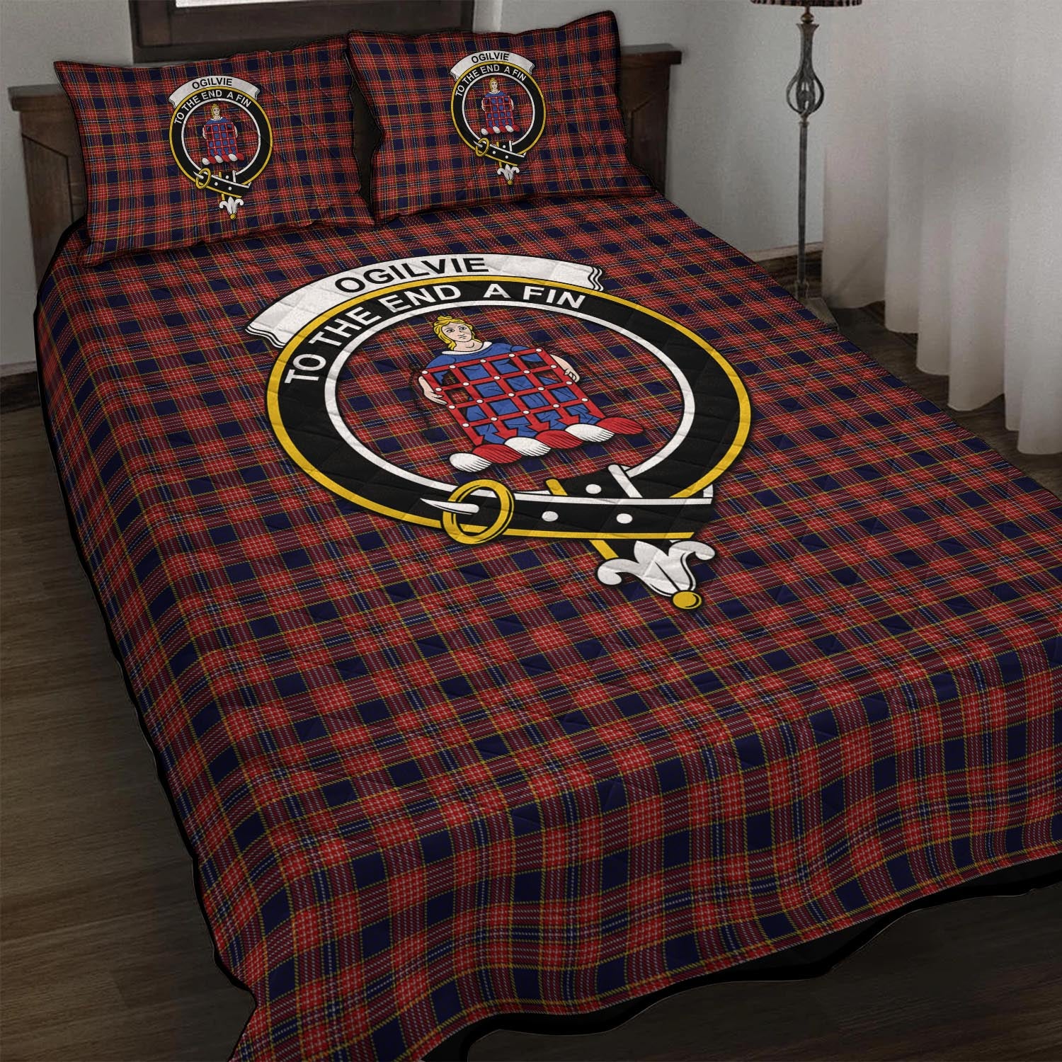 Ogilvie (Ogilvy) Tartan Quilt Bed Set with Family Crest - Tartan Vibes Clothing