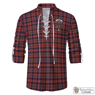 Ogilvie (Ogilvy) Tartan Men's Scottish Traditional Jacobite Ghillie Kilt Shirt with Family Crest