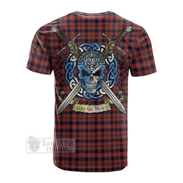 Ogilvie (Ogilvy) Tartan Cotton T-shirt with Family Crest Celtic Skull Style