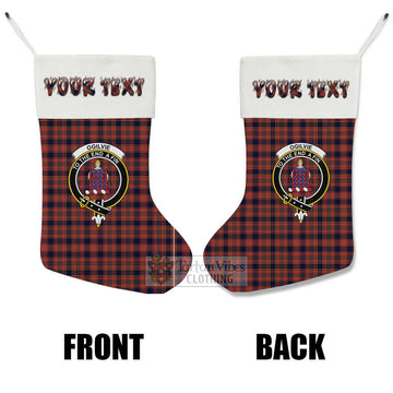 Ogilvie (Ogilvy) Tartan Family Crest Christmas Stocking with Personalized Text