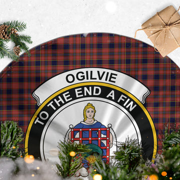 Ogilvie (Ogilvy) Tartan Christmas Tree Skirt with Family Crest