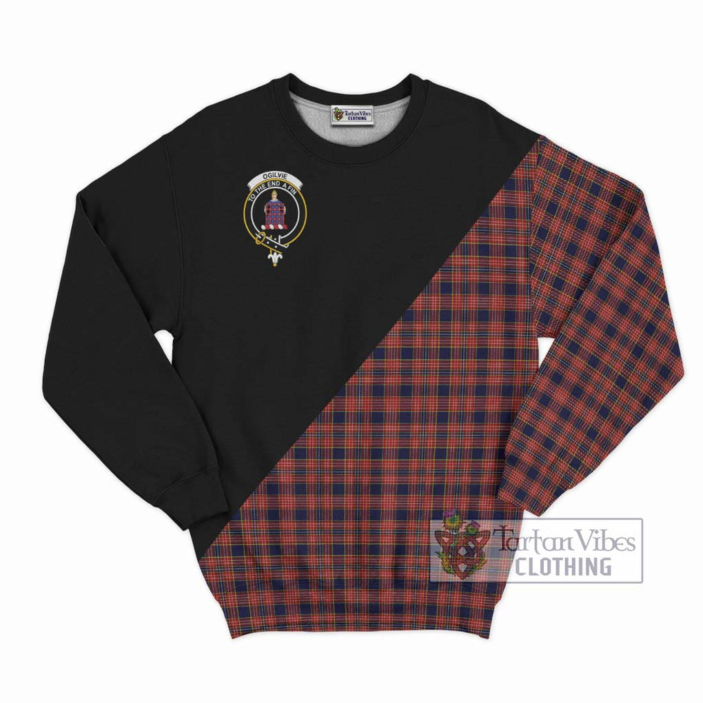 Ogilvie (Ogilvy) Tartan Sweatshirt with Family Crest and Military Logo Style - Tartanvibesclothing Shop