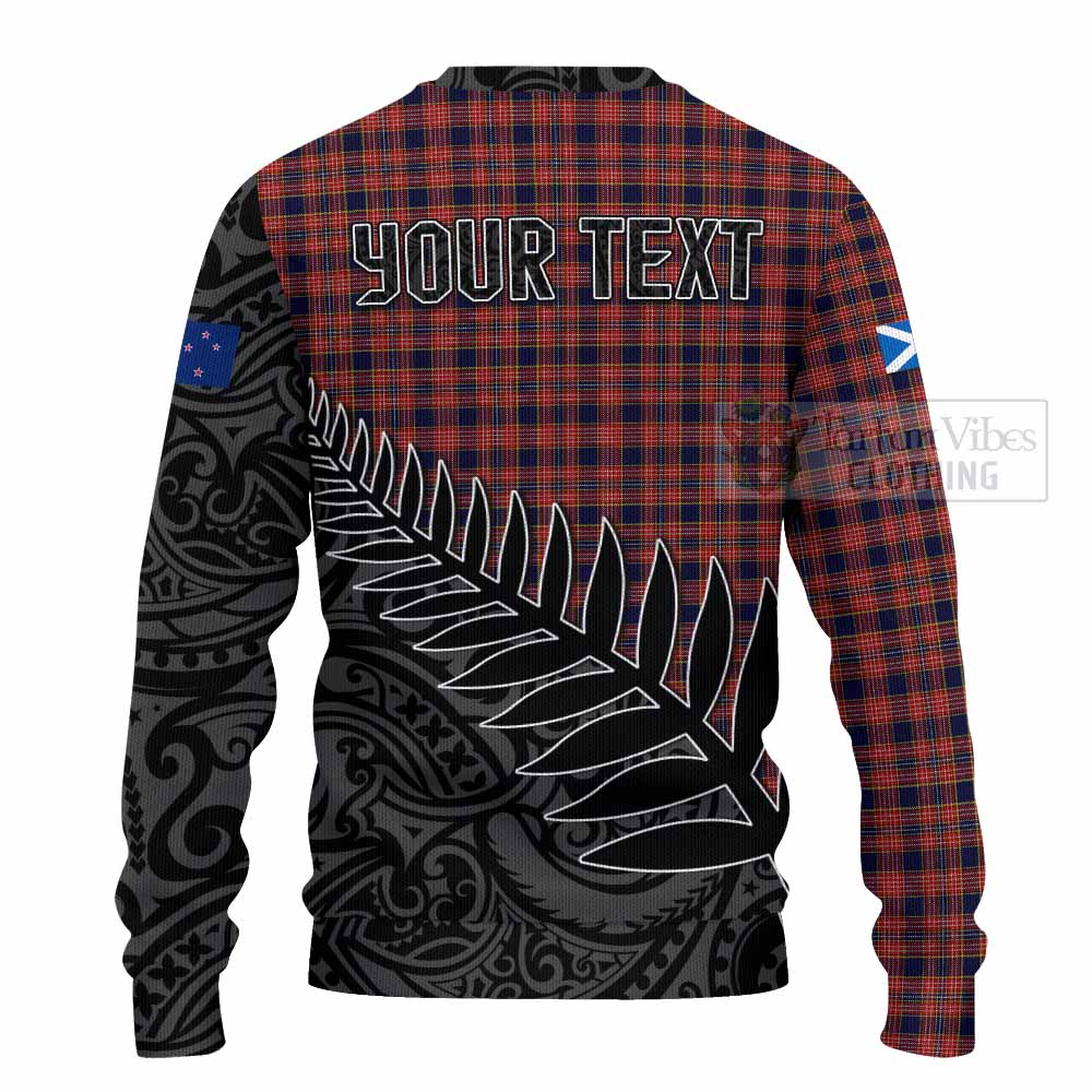 Tartan Vibes Clothing Ogilvie (Ogilvy) Crest Tartan Knitted Sweater with New Zealand Silver Fern Half Style