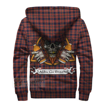 Ogilvie (Ogilvy) Tartan Sherpa Hoodie with Family Crest and Bearded Skull Holding Bottles of Whiskey