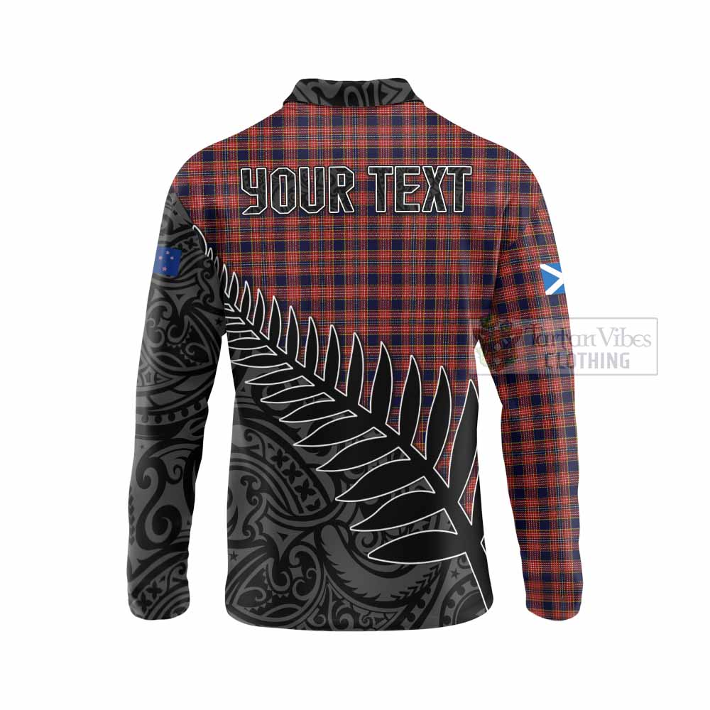 Tartan Vibes Clothing Ogilvie (Ogilvy) Crest Tartan Long Sleeve Polo Shirt with New Zealand Silver Fern Half Style