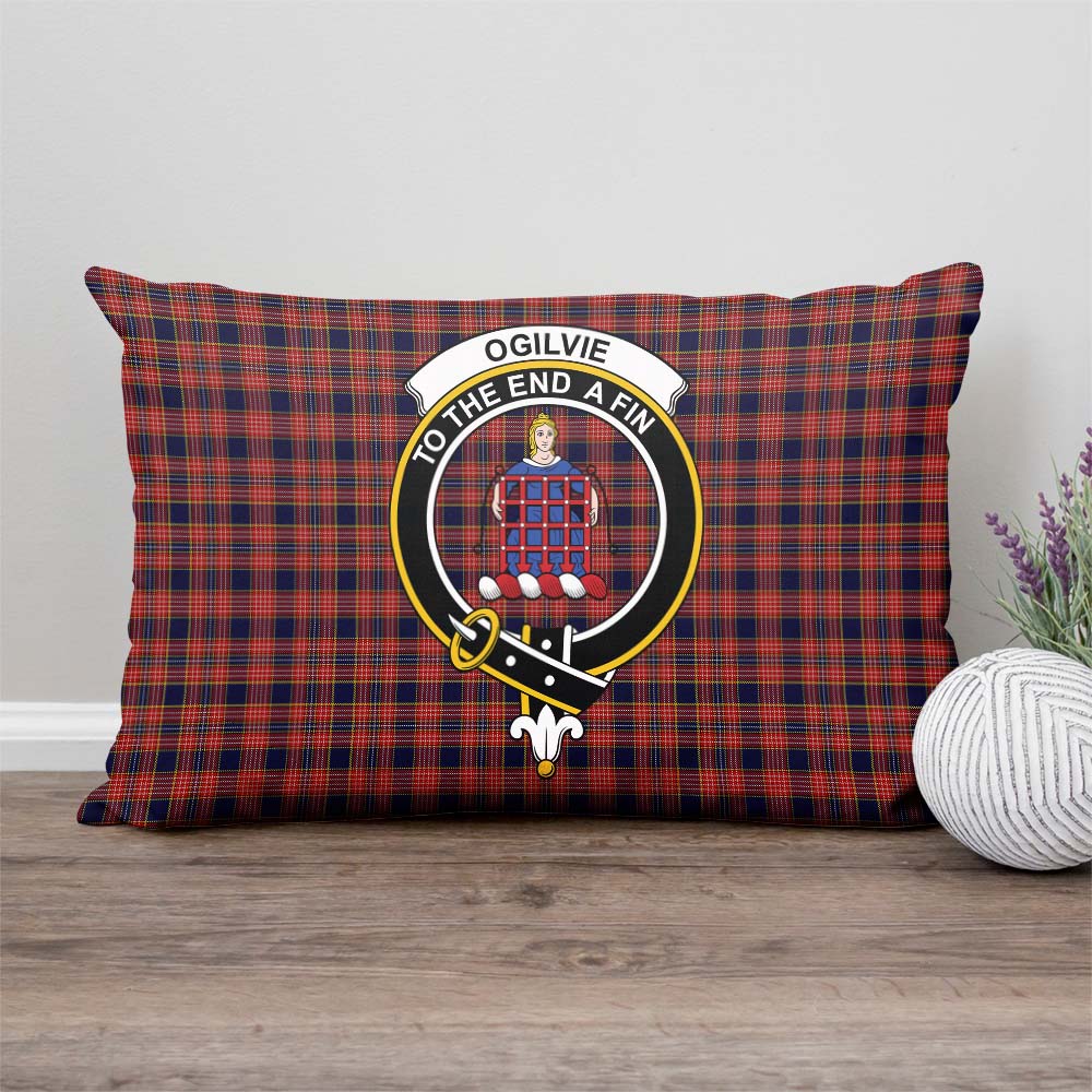 Ogilvie (Ogilvy) Tartan Pillow Cover with Family Crest Rectangle Pillow Cover - Tartanvibesclothing