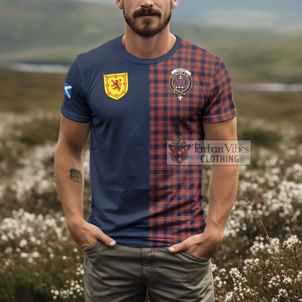 Tartan Vibes Clothing Ogilvie (Ogilvy) Tartan T-Shirt Alba with Scottish Lion Royal Arm Half Style