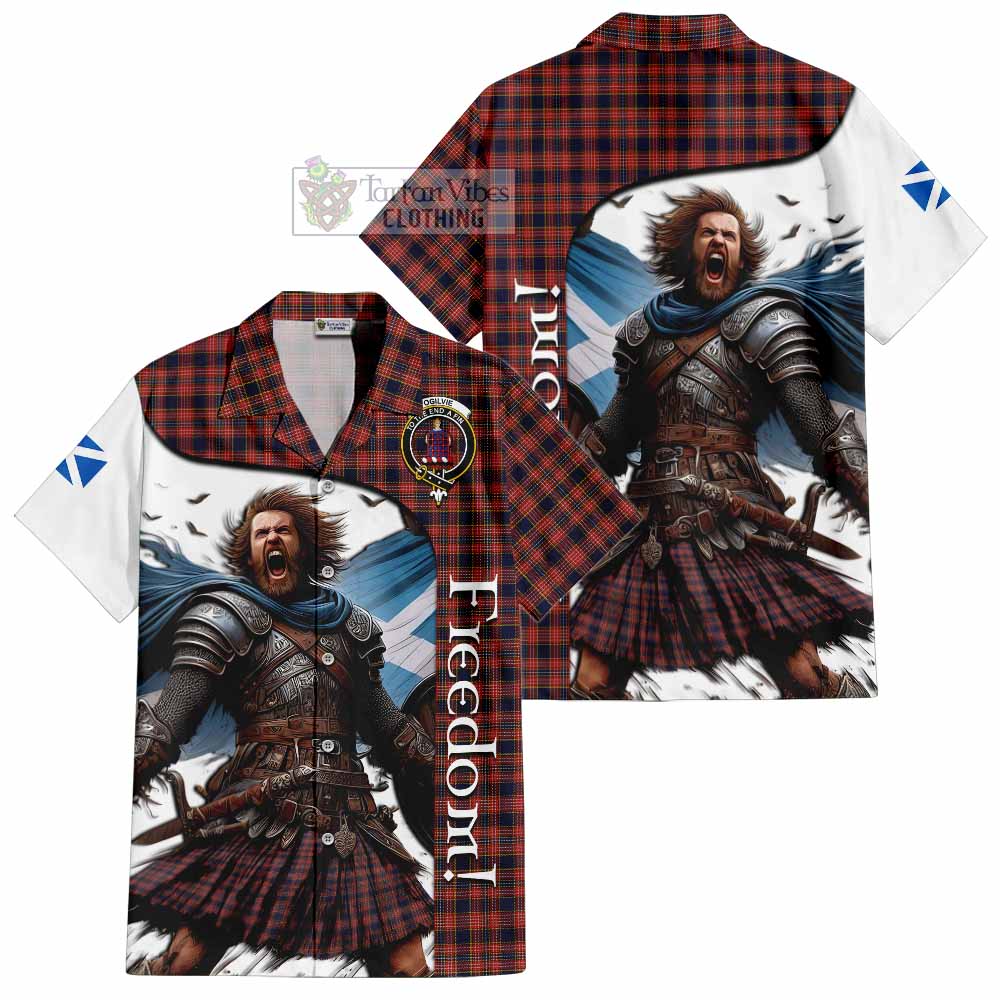 Tartan Vibes Clothing Ogilvie (Ogilvy) Crest Tartan Short Sleeve Button Shirt Inspired by the Freedom of Scottish Warrior