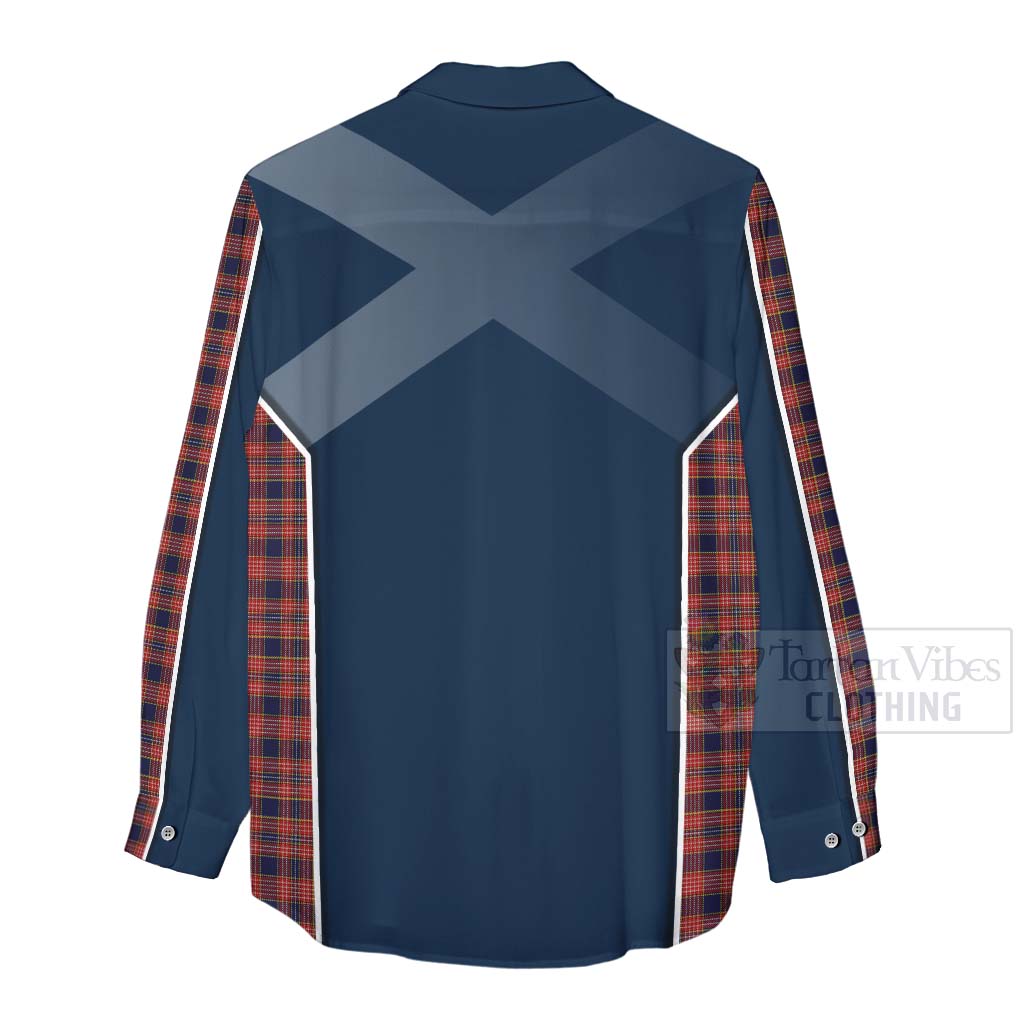 Tartan Vibes Clothing Ogilvie (Ogilvy) Tartan Women's Casual Shirt with Family Crest and Scottish Thistle Vibes Sport Style