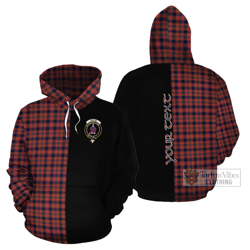 Tartan Vibes Clothing Ogilvie (Ogilvy) Tartan Cotton Hoodie with Family Crest and Half Of Me Style